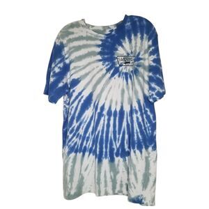 VANS Custom Fit Blue Tie Dye T Shirt XL Tee Hippie Skater Grunge Cotton